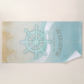 Beach House Nautical Boat Helm Aqua Blue ID623 Strandlaken (Voorkant)