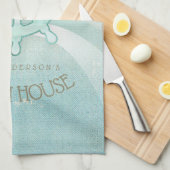 Beach House Nautical Boat Helm Aqua Blue ID623 Theedoek (Quarter Fold)