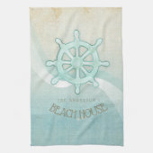 Beach House Nautical Boat Helm Aqua Blue ID623 Theedoek (Verticaal)