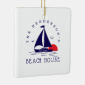 Beach House Nautical boat Sunset navy blue Keramisch Ornament (Rechts)