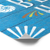 Beach House Nautical Coastal Blue | Aangepaste naa Poster (Hoek)