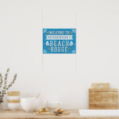Beach House Nautical Coastal Blue | Aangepaste naa Poster (Keuken)
