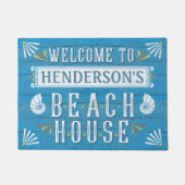 Beach House Nautical Coastal Shells Custom Name v2 Deurmat (Voorkant)