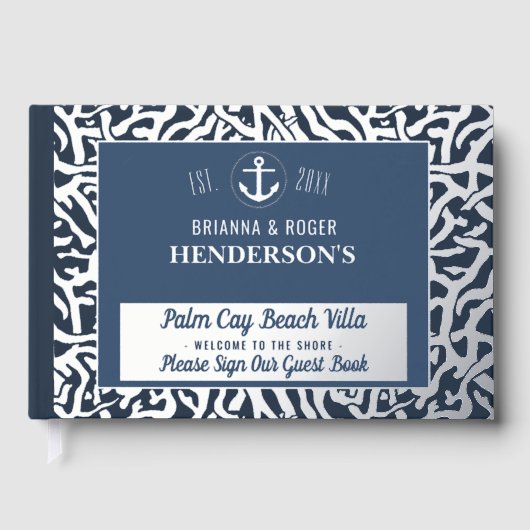 Beach House Nautical Coral Vakantiehuis Zilver Gastenboek (Voorkant)