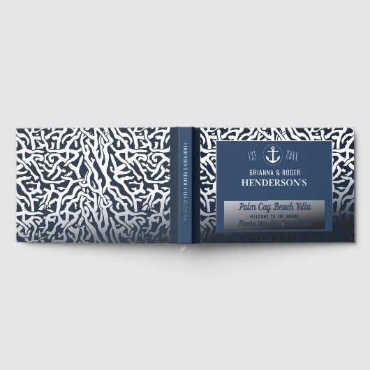 Beach House Nautical Coral Vakantiehuis Zilver Gastenboek (Volledig)