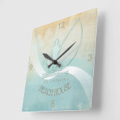 Beach House Nautical Fisherman Aqua Blue ID623 Vierkante Klok (Hoek)