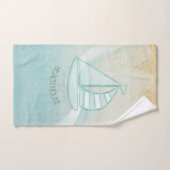 Beach House Nautical Sailboat Aqua Blue ID623 Bad Handdoek (Handdoek)