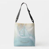 Beach House Nautical Sailboat Aqua Blue ID623 Crossbody Tas (Achterkant)