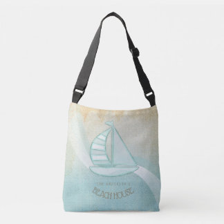 Beach House Nautical Sailboat Aqua Blue ID623 Crossbody Tas
