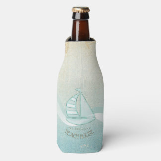 Beach House Nautical Sailboat Aqua Blue ID623 Flesjeskoeler
