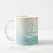 Beach House Nautical Sailboat Aqua Blue ID623 Koffiemok (Links)