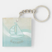 Beach House Nautical Sailboat Aqua Blue ID623 Sleutelhanger (Achterkant)
