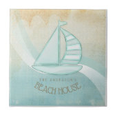 Beach House Nautical Sailboat Aqua Blue ID623 Tegeltje (Voorkant)