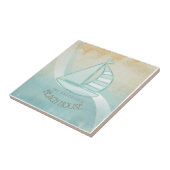 Beach House Nautical Sailboat Aqua Blue ID623 Tegeltje (Zijkant)
