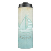 Beach House Nautical Sailboat Aqua Blue ID623 Thermosbeker (Voorkant)