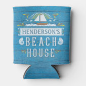 Beach House Nautical Sailboat Seashells Naam toevo Blikjeskoeler (Voorkant)