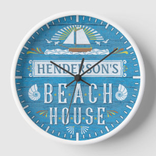 Beach House Nautical Sailboat Shells Aangepaste na