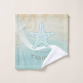 Beach House Nautical Starfish Aqua Blue ID623 Bad Handdoek (Wasdoekje)