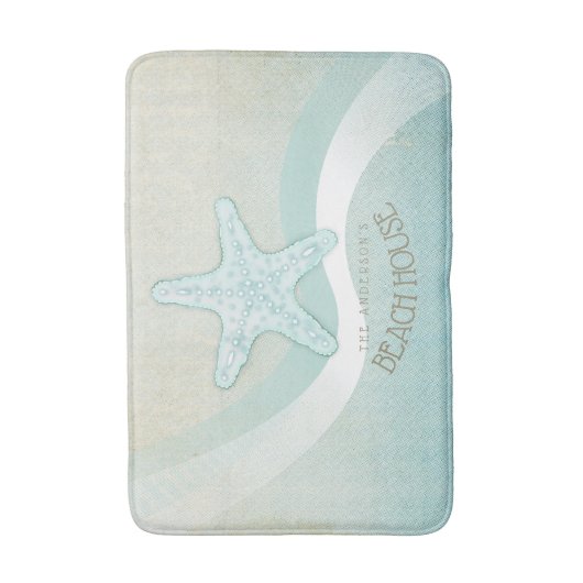 Beach House Nautical Starfish Aqua Blue ID623 Badmat (Voorkant Verticaal)