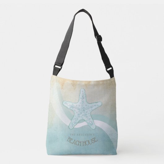 Beach House Nautical Starfish Aqua Blue ID623 Crossbody Tas (Voorkant)