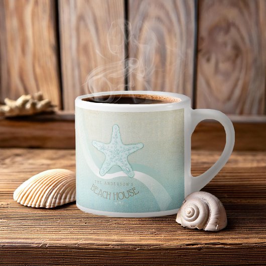 Beach House Nautical Starfish Aqua Blue ID623 Espresso Kop