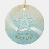 Beach House Nautical Starfish Aqua Blue ID623 Keramisch Ornament (Voorkant)