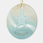 Beach House Nautical Starfish Aqua Blue ID623 Keramisch Ornament (Links)