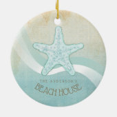 Beach House Nautical Starfish Aqua Blue ID623 Keramisch Ornament (Achterkant)