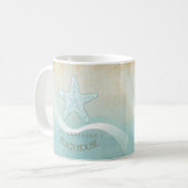 Beach House Nautical Starfish Aqua Blue ID623 Koffiemok (Voorkant links)
