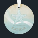 Beach House Nautical Starfish Aqua Blue ID623 Ornament<br><div class="desc">Dit acrylzandontwerp in de zachte kleuren van zee en ornament stelt u in staat om eenvoudig uw eigen naam en tekst toe te voegen met behulp van de meegeleverde sjabloon. Het eenvoudige afbeelding van zeesterren op een benauwde, waterverf achtergrond wordt gemarkeerd door een golfaccent in aqua en wit. Als je...</div>