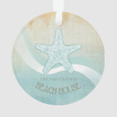 Beach House Nautical Starfish Aqua Blue ID623 Ornament (achterkant)
