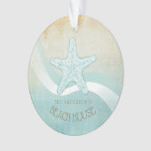 Beach House Nautical Starfish Aqua Blue ID623 Ornament (voorkant)