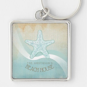 Beach House Nautical Starfish Aqua Blue ID623 Sleutelhanger