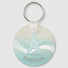 Beach House Nautical Starfish Aqua Blue ID623 Sleutelhanger