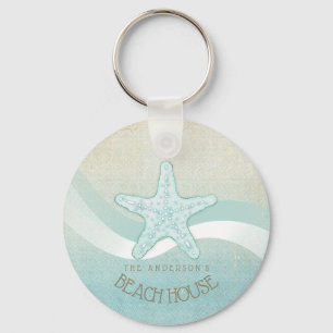 Beach House Nautical Starfish Aqua Blue ID623 Sleutelhanger