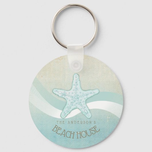 Beach House Nautical Starfish Aqua Blue ID623 Sleutelhanger (Voorkant)