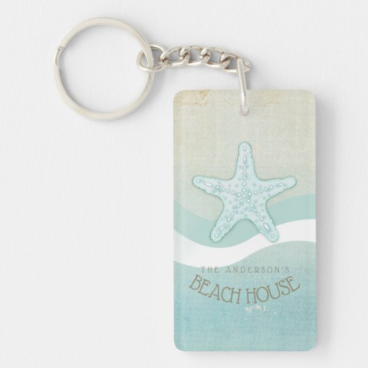 Beach House Nautical Starfish Aqua Blue ID623 Sleutelhanger (Voorkant)
