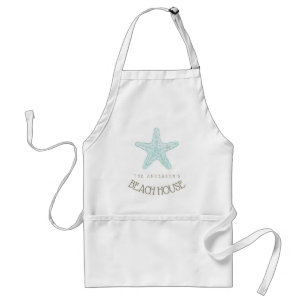 Beach House Nautical Starfish Aqua Blue ID623 Standaard Schort