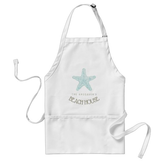 Beach House Nautical Starfish Aqua Blue ID623 Standaard Schort (Voorkant)