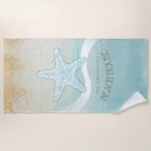 Beach House Nautical Starfish Aqua Blue ID623 Strandlaken (Voorkant)
