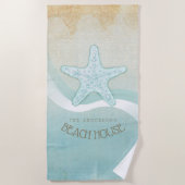 Beach House Nautical Starfish Aqua Blue ID623 Strandlaken (Voorkant)