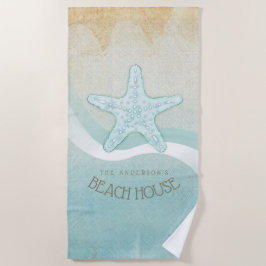 Beach House Nautical Starfish Aqua Blue ID623 Strandlaken