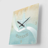 Beach House Nautical Starfish Aqua Blue ID623 Vierkante Klok (Hoek)