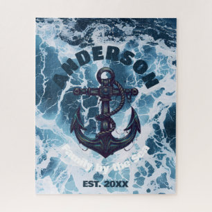 Beach House Nautisch Anker Ocean Wave Personaliser Legpuzzel