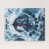 Beach House Nautisch Anker Ocean Wave Personaliser Legpuzzel (Horizontaal)