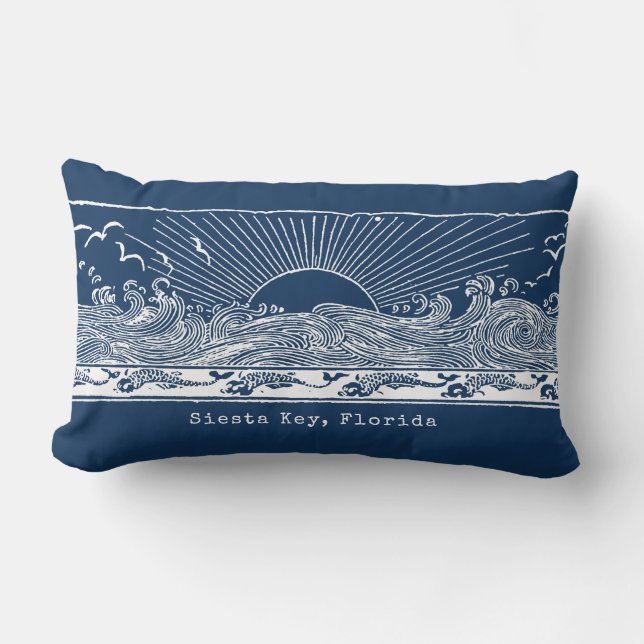 Beach House Navy Blue White Coastal Kussen (Voorkant)
