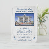 Beach House of Lake House Housewarming Uitnodiging (Staand voorkant)