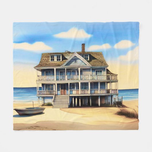Beach House op het zand Fleece Deken (Voorkant (Horizontaal))