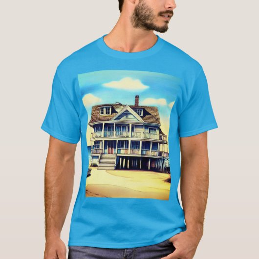 Beach House op het zand T-shirt (Voorkant)