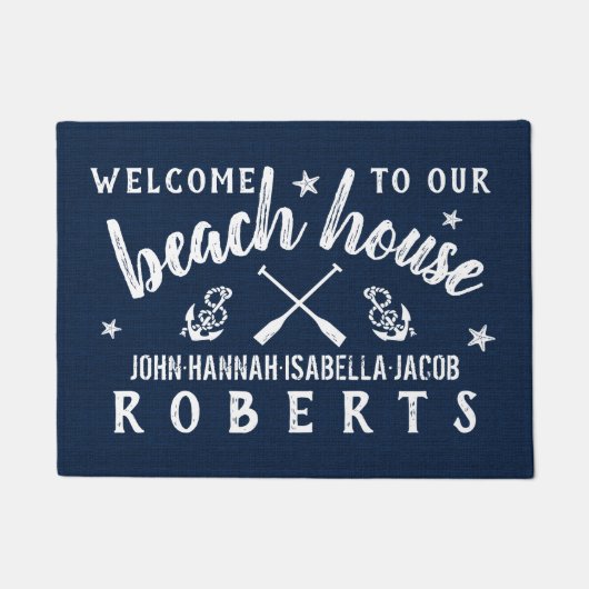 Beach House Paddles Anchors Custom Navy White Deurmat (Voorkant)